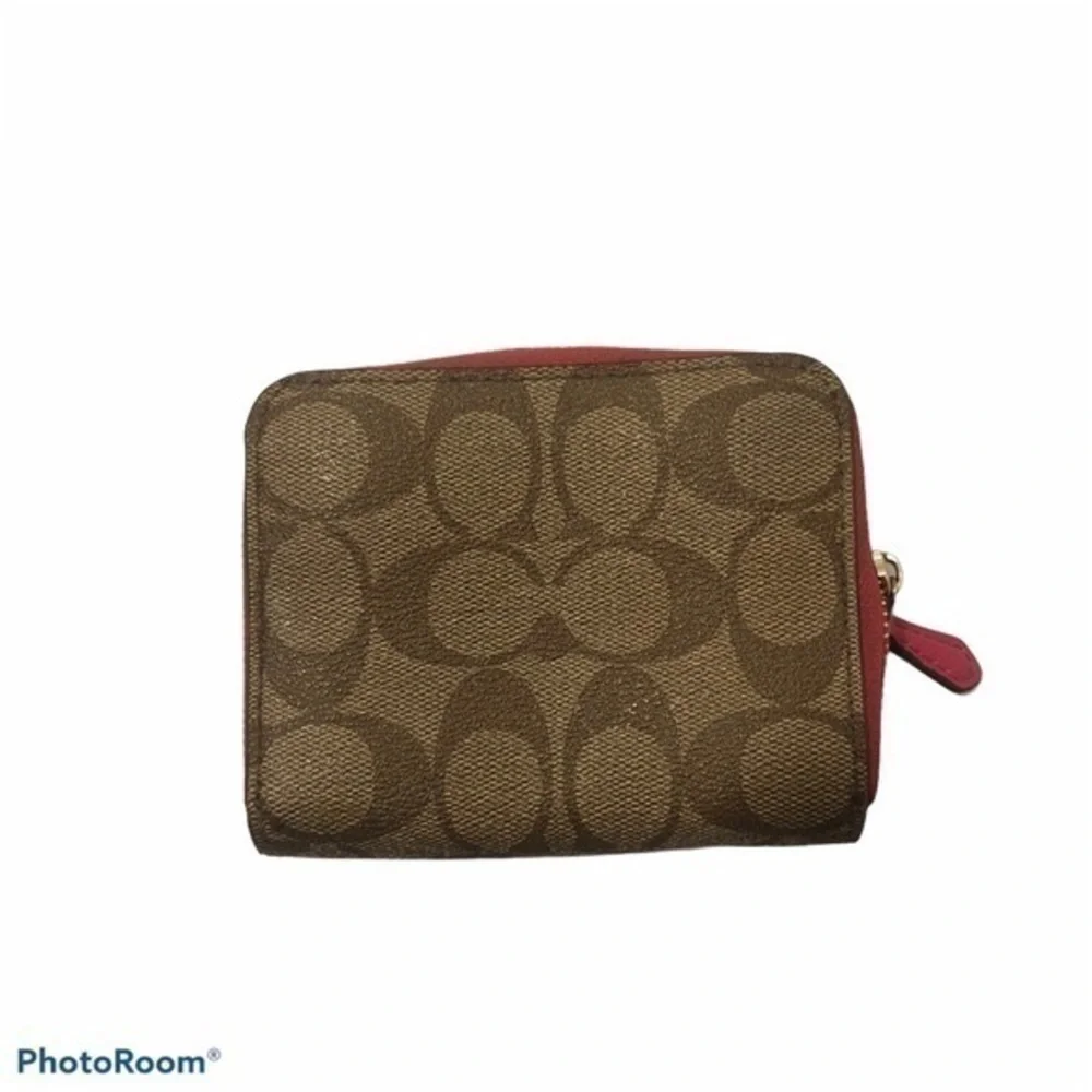 Coach signs brown/khaki pink wallet